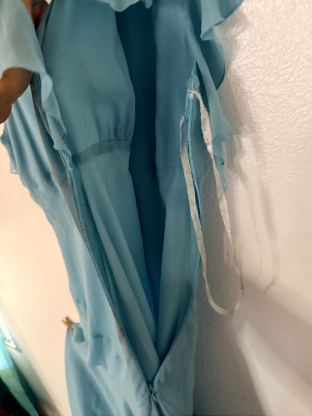 Flowy Asymmetrical Ruffle Dress - Light Blue - Picture 4 of 4
